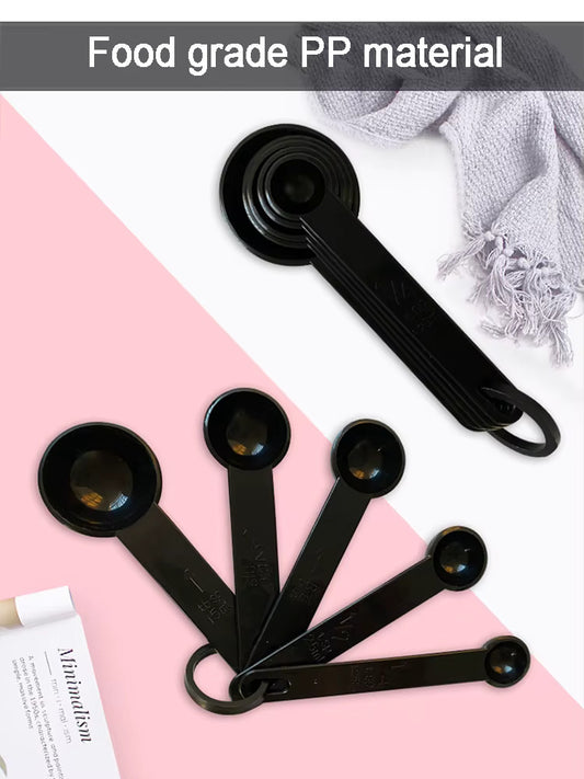 ICYON 10PCS Black Plastic Measuring Spoon & Cup Set